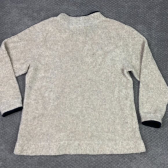 LL Bean Pullover Sweater Women's Large Oatmeal Fleece Sherpa Mock Neck - Picture 3 of 8